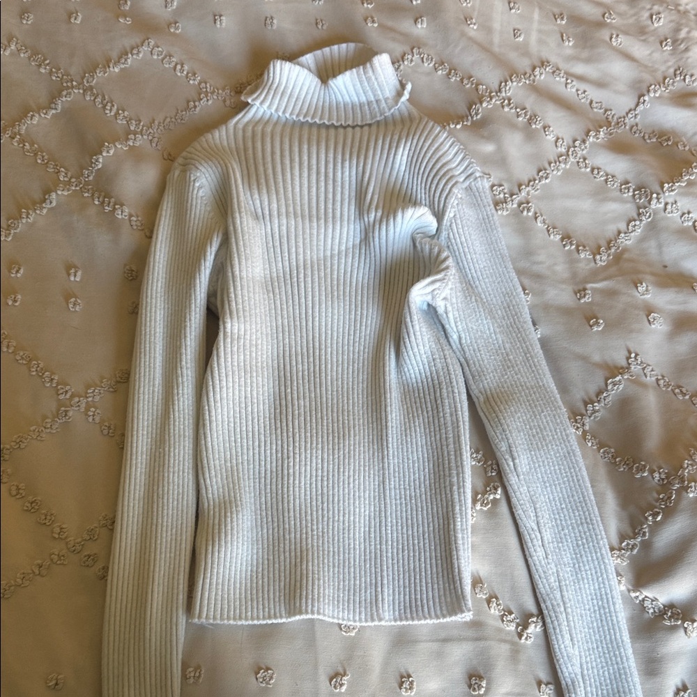 SHEIN White Ribbed Turtleneck Sweater